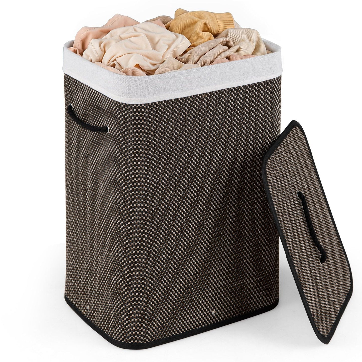 72 L Capacity Bamboo Laundry Hamper with Lid and Removable Liner for Bedroom