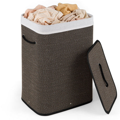 72 L Capacity Bamboo Laundry Hamper with Lid and Removable Liner for Bedroom