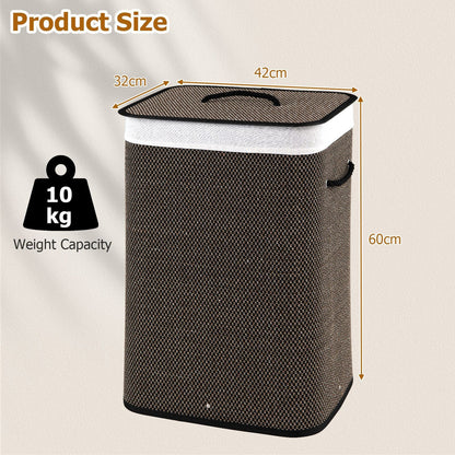 72 L Capacity Bamboo Laundry Hamper with Lid and Removable Liner for Bedroom