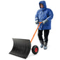 74 CM Metal Snow Pusher with Wheels for Driveway