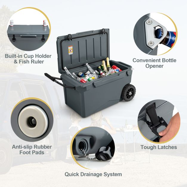 71L Portable Cooler on Wheels with Handles & Wheels