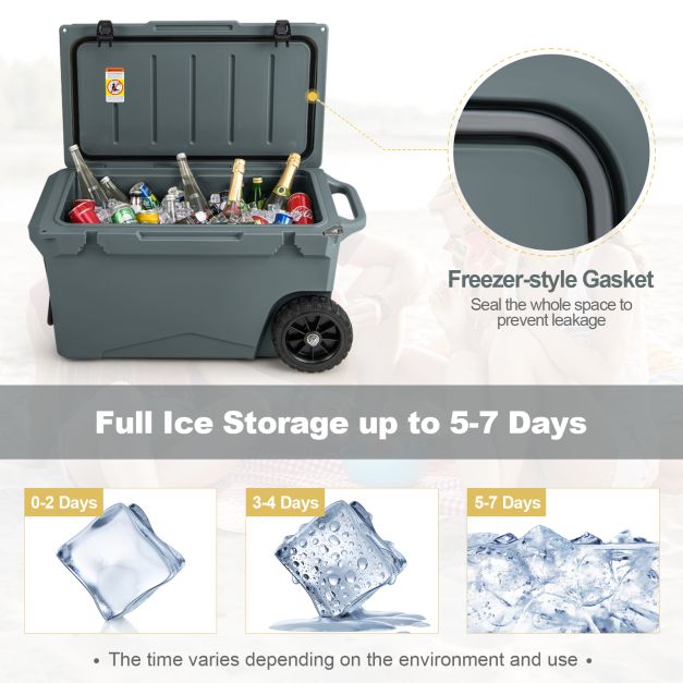 71L Portable Cooler on Wheels with Handles & Wheels