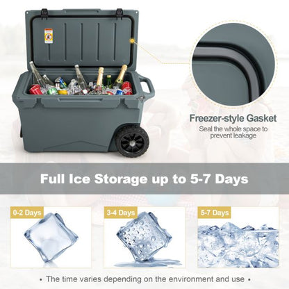 71L Portable Cooler on Wheels with Handles & Wheels