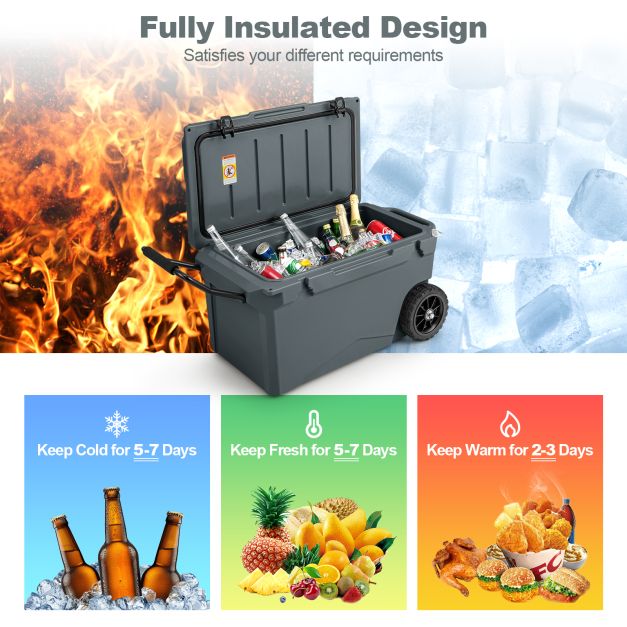 71L Portable Cooler on Wheels with Handles & Wheels