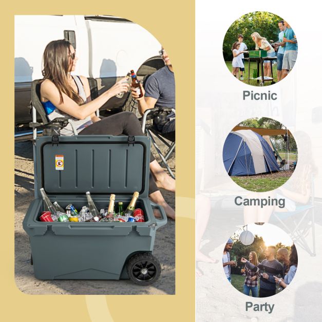 71L Portable Cooler on Wheels with Handles & Wheels