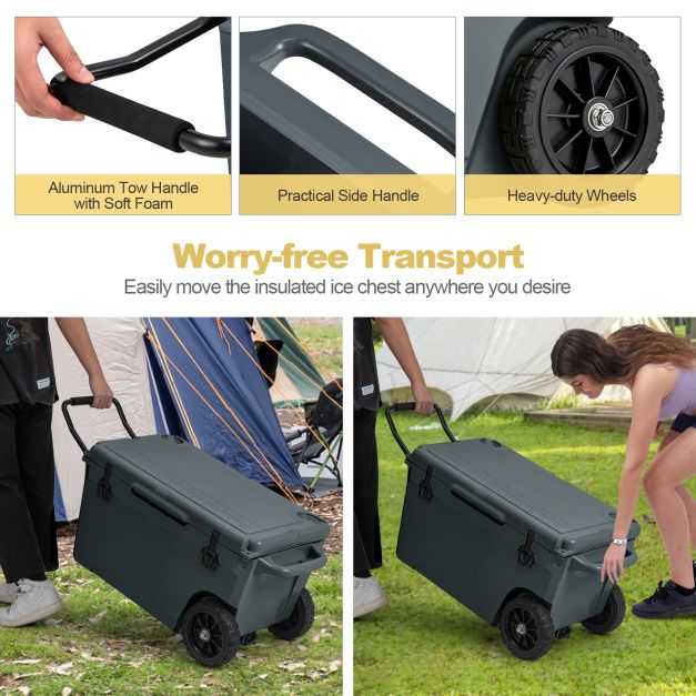 71L Portable Cooler on Wheels with Handles & Wheels