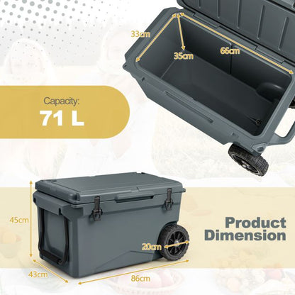 71L Portable Cooler on Wheels with Handles & Wheels