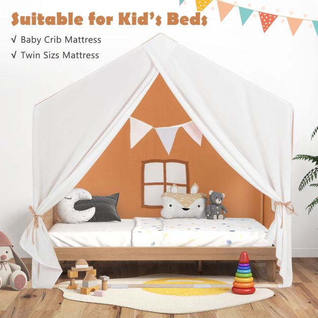 Large Kids Play Tent with Washable Cotton Mat and Flag Banner