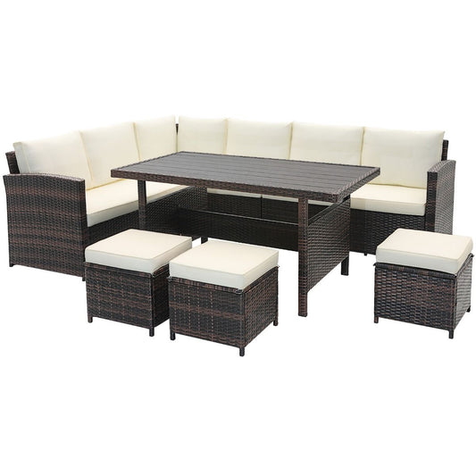 7 Pieces Wicker Patio Furniture Set for Porch Poolside Balcony Yard Garden