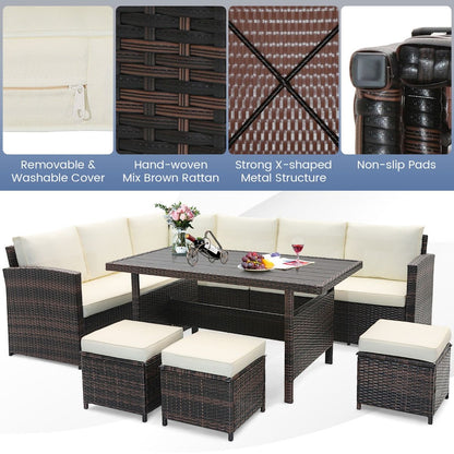 7 Pieces Wicker Patio Furniture Set for Porch Poolside Balcony Yard Garden