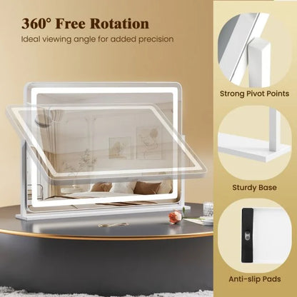 80 x 55 CM Large Vanity Mirror with Touch Control and 3-Color Lighting Mode