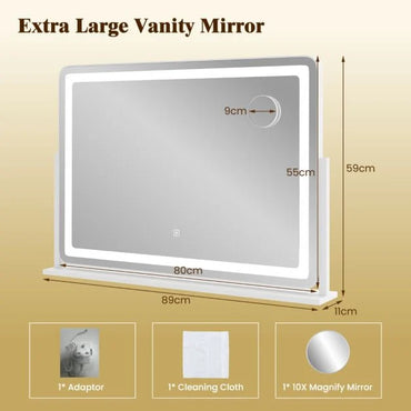 80 x 55 CM Large Vanity Mirror with Touch Control and 3-Color Lighting Mode