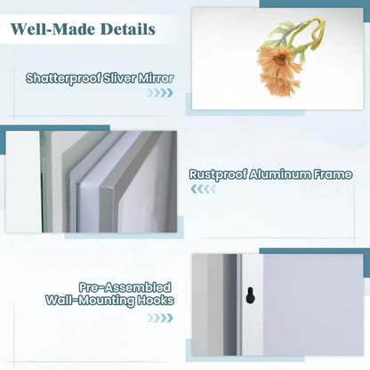 80 x 60 CM LED Bathroom Mirror with 3-Color Dimmable Lights