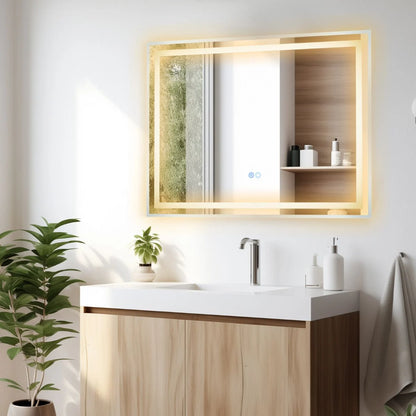 80 x 60 CM LED Bathroom Mirror with 3-Color Dimmable Lights