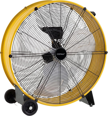 24 Inch High-Velocity Industrial Floor Fan with Wheels and Handle
