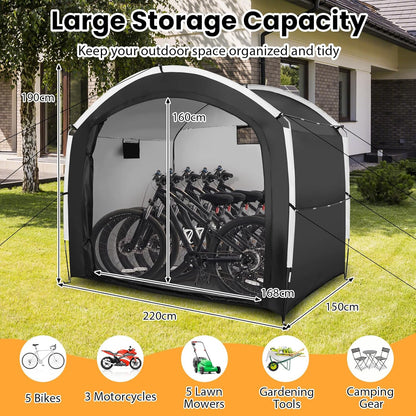 Bike Storage Shed Tent, Waterproof Anti-UV Garden Shed with Silver-coated Fabric