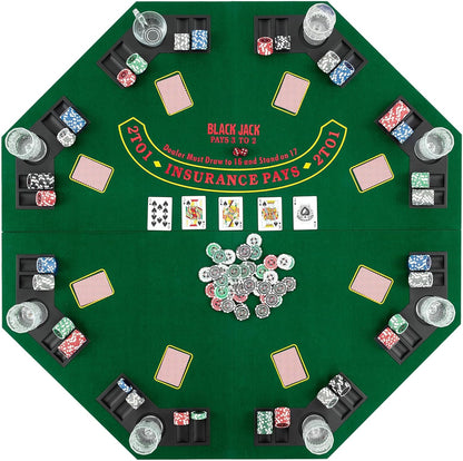 120CM 8-Player Foldable Poker Table Top with Carrying Bag