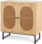 Kitchen Buffet Sideboard, Wooden Storage Cabinet with 2 PE Rattan Doors