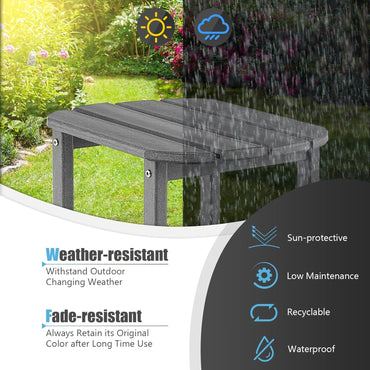 Weather-Proof HDPE Sofa End Table with Slatted Top and Curved Edge