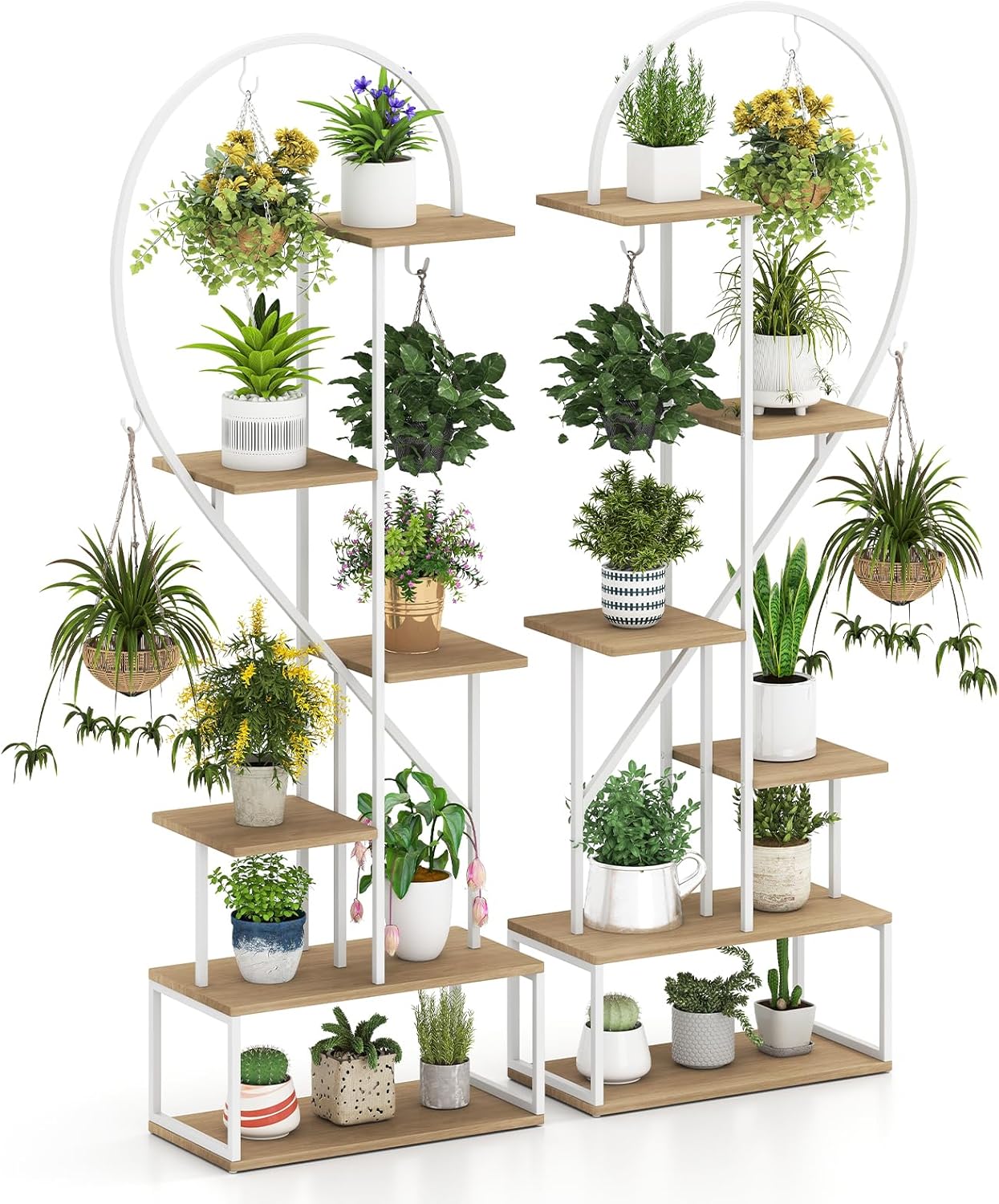 6-Tier Metal Plant Stand Heart-Shape Ladder Plant Shelves
