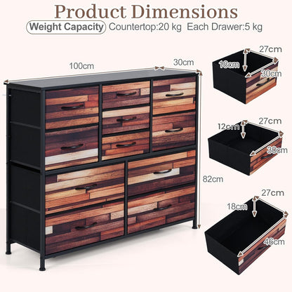 11/14-Drawer Dresser Tall Storage Chest with Metal Frame