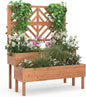 2-Tier Wooden Raised Garden Bed with Trellis and Drainage Holes