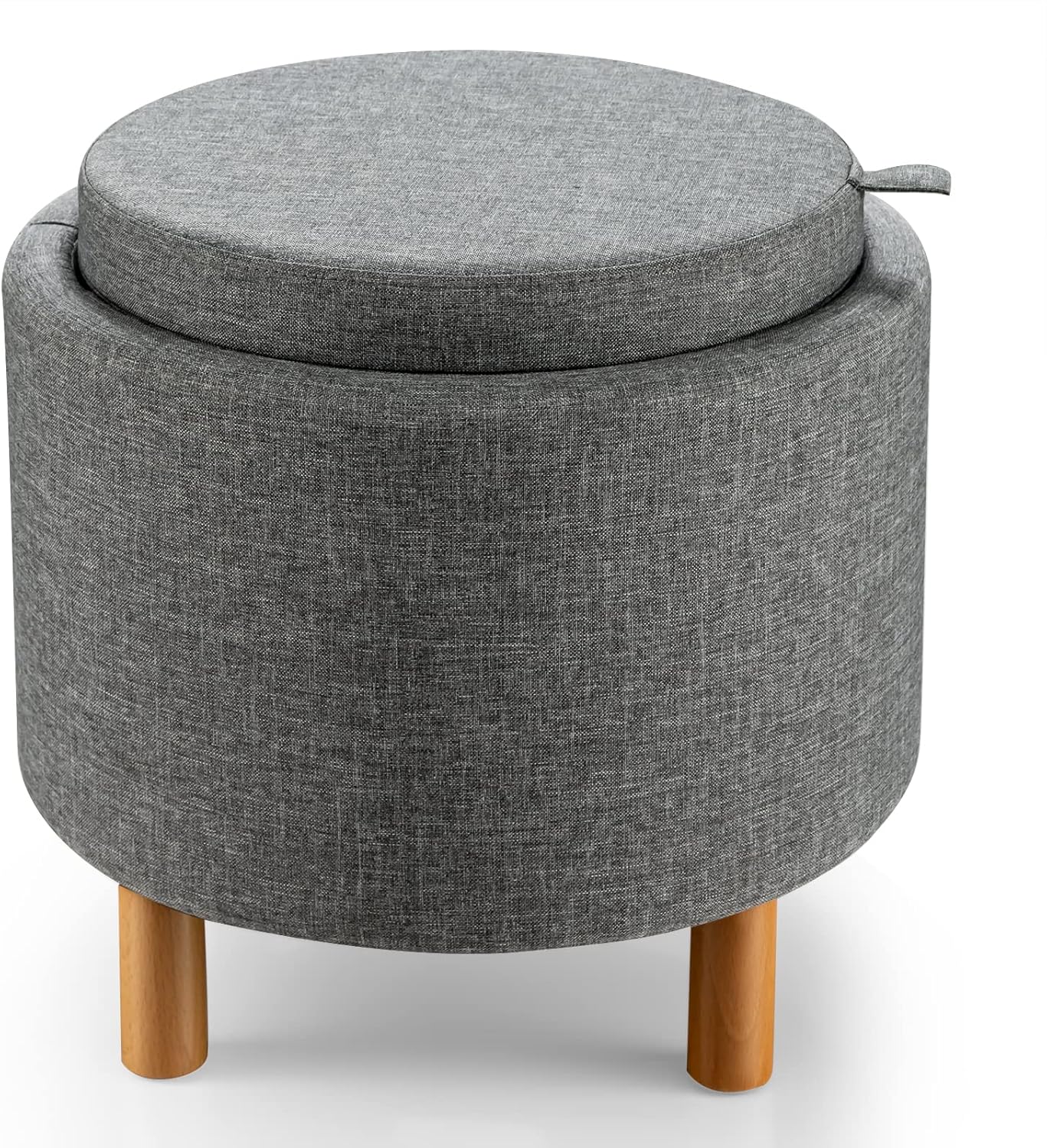 Modern Round Padded Storage Ottoman with Hidden Storage Space