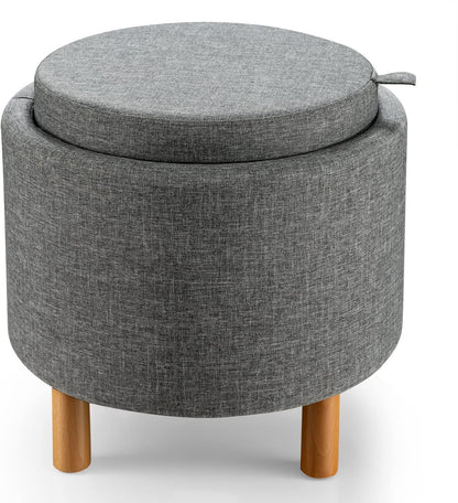 Modern Round Padded Storage Ottoman with Hidden Storage Space