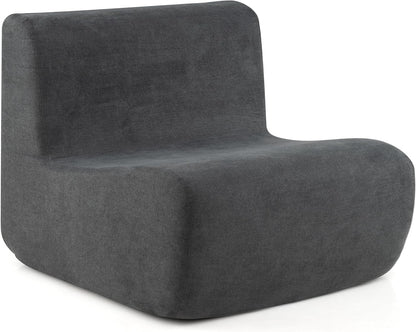 Lazy Floor Sofa Chair with Soft Velvet and Ergonomic Support