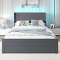 5FT King Size Bed Frame with RGB LED Lights, Velvet Upholstered Platform Beds