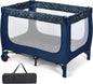 2-in-1 Foldable Baby Playpen with Lockable Wheels and Mattress