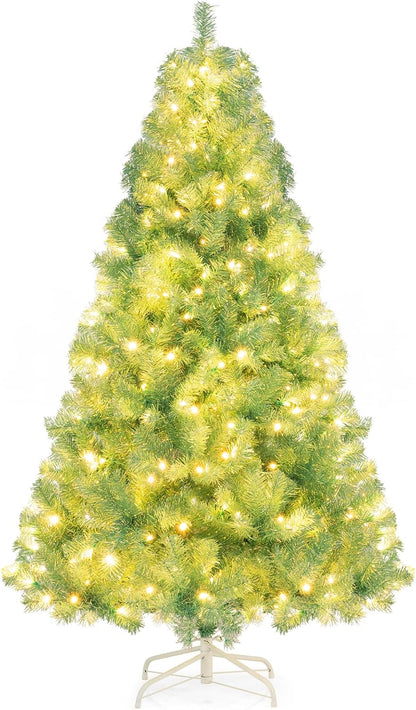 6 FT Artificial Xmas Tree with 688 Branch Tips and 250 Warm White LED Lights