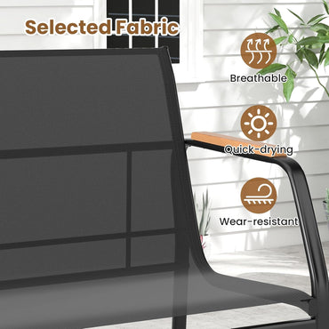 Giantex 2 Pieces Garden Furniture Set Outdoor Loveseat Bench and Coffee Table with 2 Storage Compartments