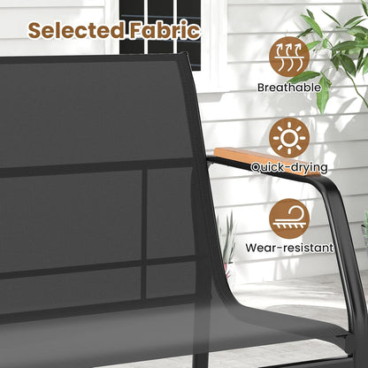 Giantex 2 Pieces Garden Furniture Set Outdoor Loveseat Bench and Coffee Table with 2 Storage Compartments