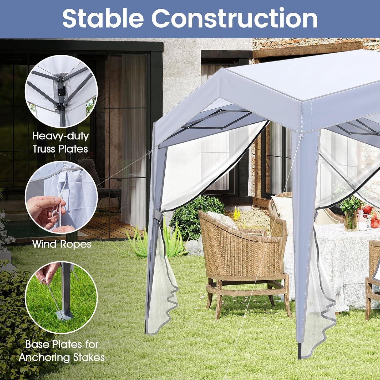 3m x 3m Pop up Canopy Tent with Sidewalls and Netting