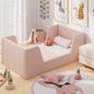 Kids Bed Frame, Soft Velvet Fabric Upholstered Children Floor Bed