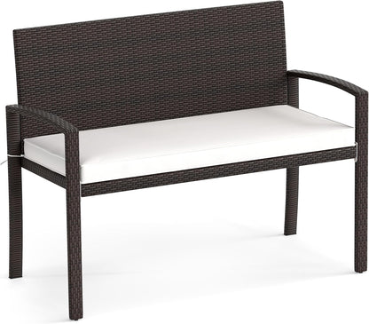 2 Seater Wicker Leisure Loveseat with Soft Seat Cushion