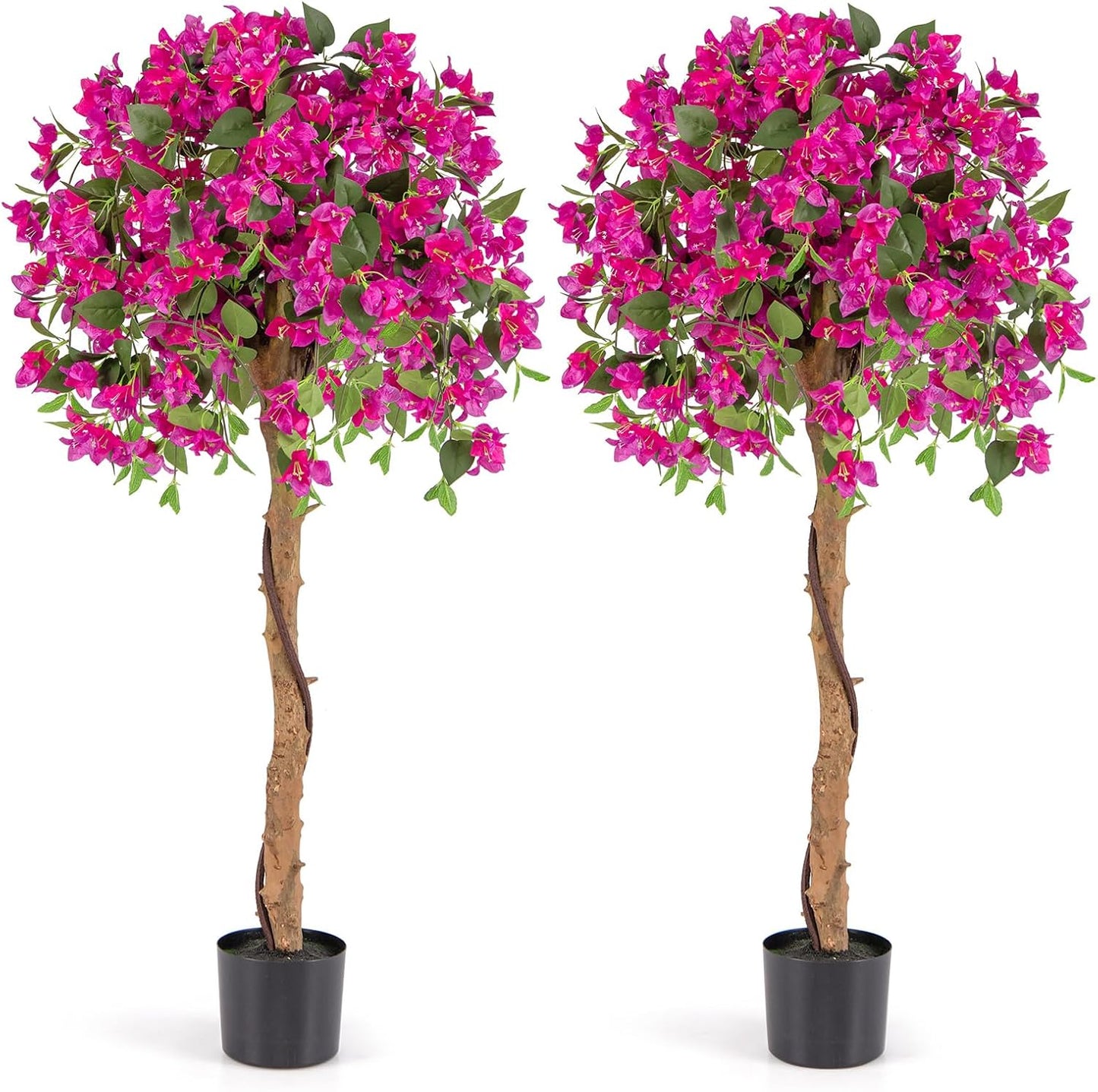 130cm Artificial Azalea Tree with 576 Flowers 288 Leaves and Wood Trunk