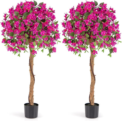 130cm Artificial Azalea Tree with 576 Flowers 288 Leaves and Wood Trunk