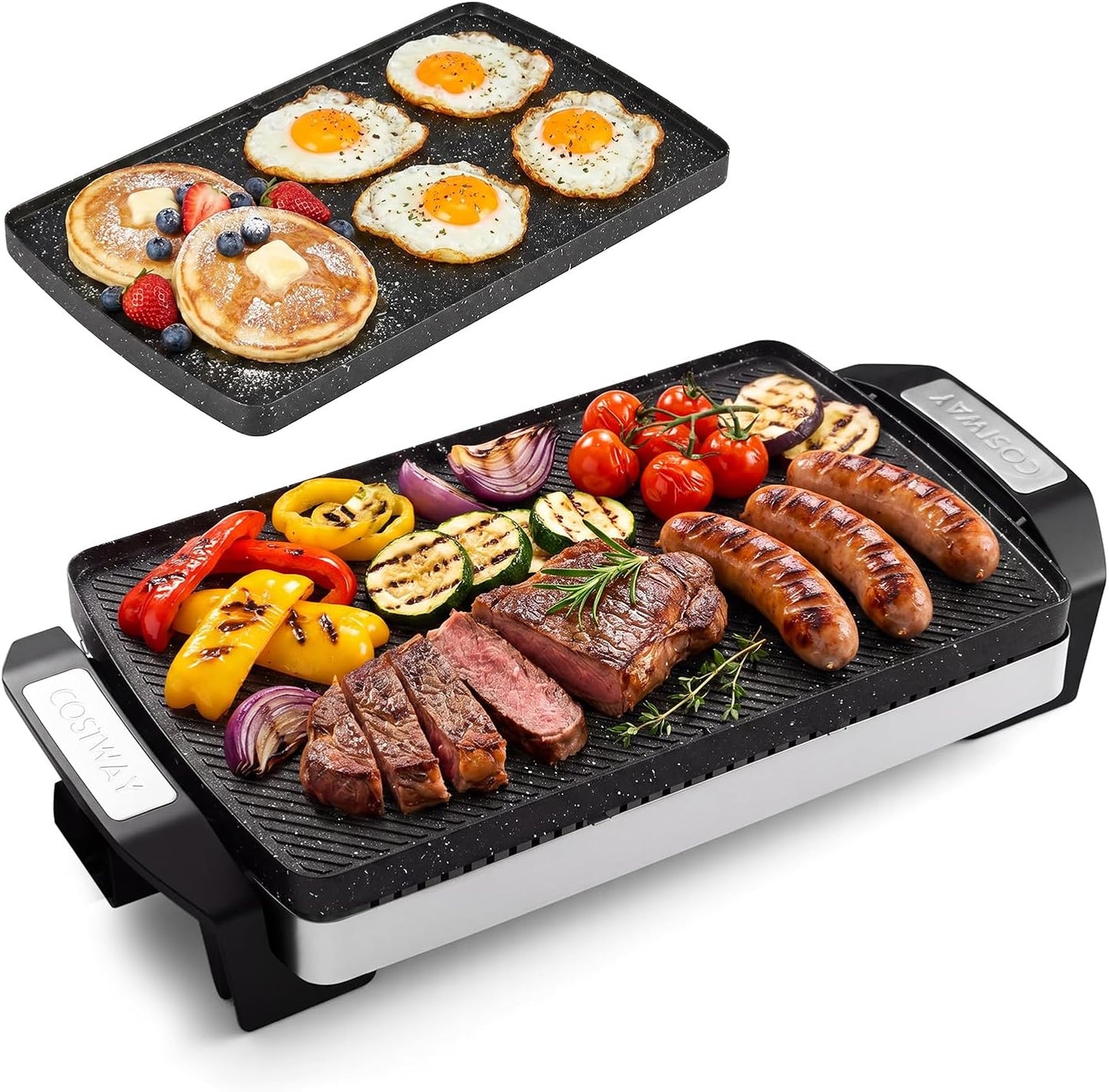 Reversible Grill Griddle 1500W, 2-in-1 Dual Sided Electric Grill