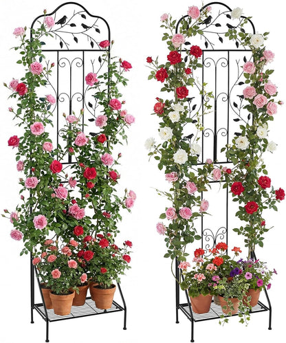 Garden Trellis with Foldable Shelf and Anti-Tipping Device