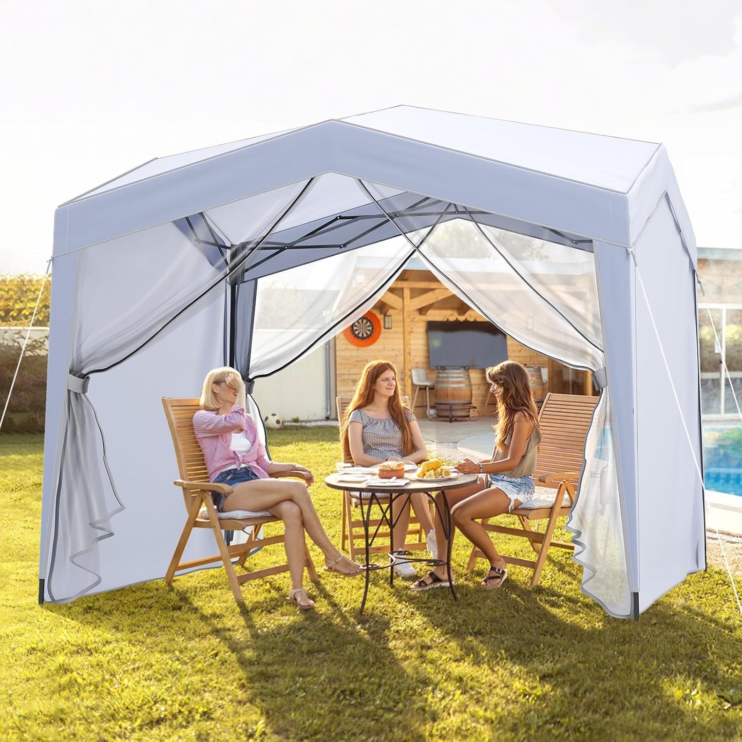3m x 3m Pop up Canopy Tent with Sidewalls and Netting