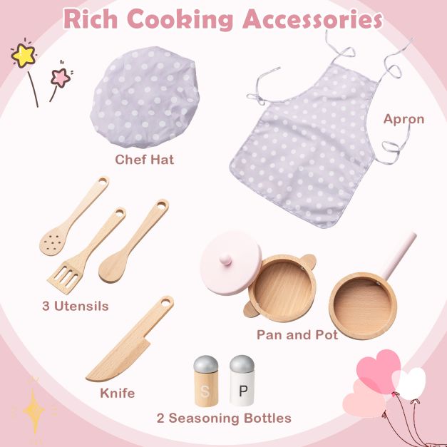 Toddler Pretend Play Kitchen with Light up Stove and Cooking Sounds