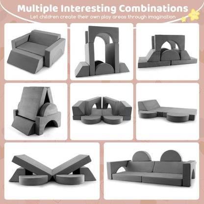 8-Piece Kids Modular Play Sofa with Machine-washable Fabric