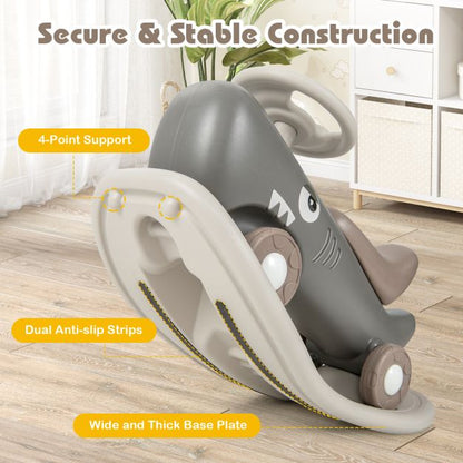 Kids 3-in-1 Convertible Rocking Horse and Sliding Car for Indoor Outdoor Use