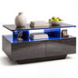 90 CM High LED Coffee Table with 2 Storage Drawers and 20-Color LED Lights