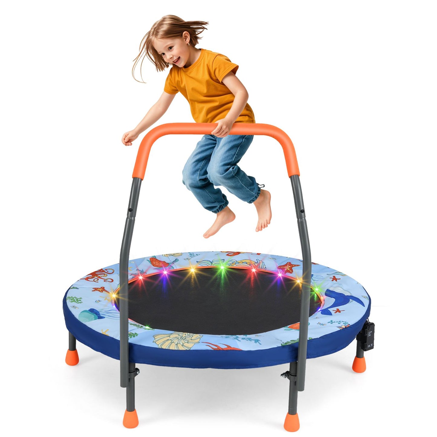 36" Mini Trampoline for Kids with LED Lights