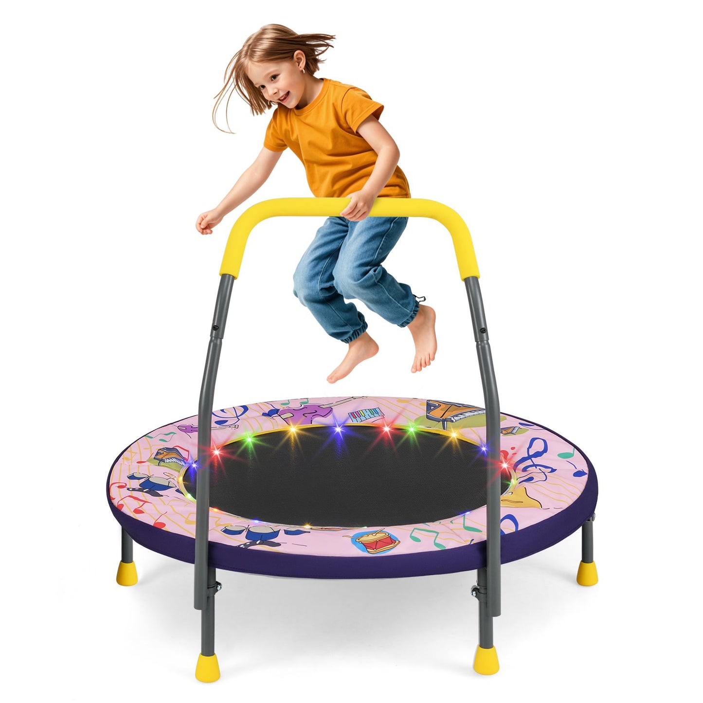 36" Mini Trampoline for Kids with LED Lights