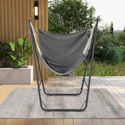 Hammock Chair with Stand, Heavy Duty Metal Frame Swing Chair with Side Pocket