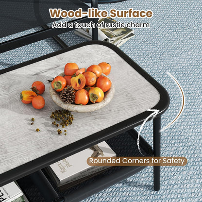 Giantex 2 Pieces Garden Furniture Set Outdoor Loveseat Bench and Coffee Table with 2 Storage Compartments